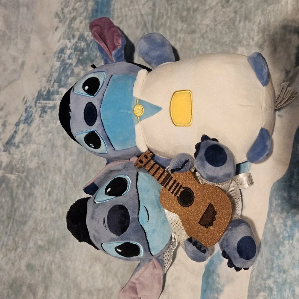 Disney Elvis Stitch Plush Bundle HugMees Squishmallows & Guitar Stitch